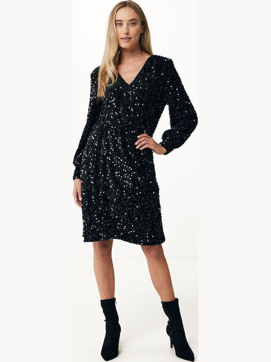 mexx black dress Honey Couture MEXX Black Glitter Shimmer Lace Back Bum Ruching Formal main image 1