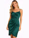 Mini Evening Satin Dress Green SL-4375D-26DR-GRN