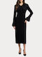 Rochie Midi Pentru Nuntă / Botez Cu Dantelă Neagră