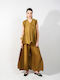 Women's High Rise Pantaloons with Rubber Band in Loose Fit Gold