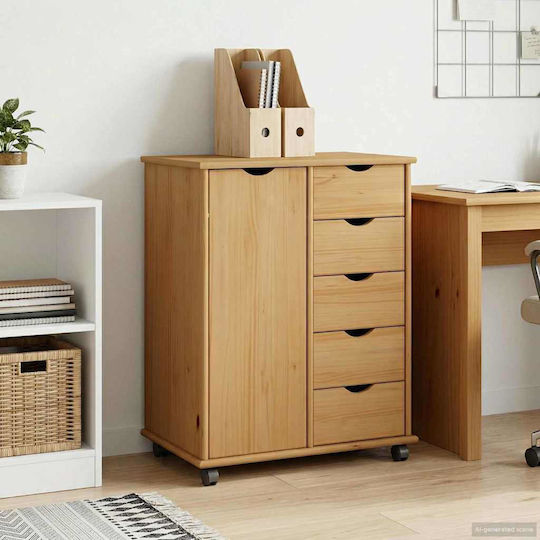 Bedroom Chest of Drawers Made of Solid Wood with 5 Drawers 63.5x39x79cm