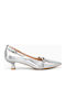 Heels with Thin Low Heel Silver
