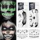 Gesicht Tätowierungen Halloween Set 4 Blätter Temporäre Tätowierung