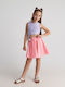 Girls Dress Striped Lilac & Coral