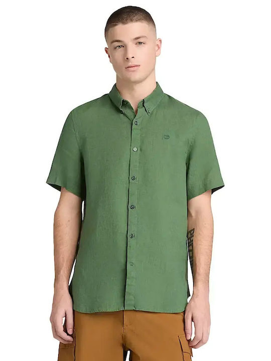 Timberland Mill Short Sleeve Linen Shirt Green