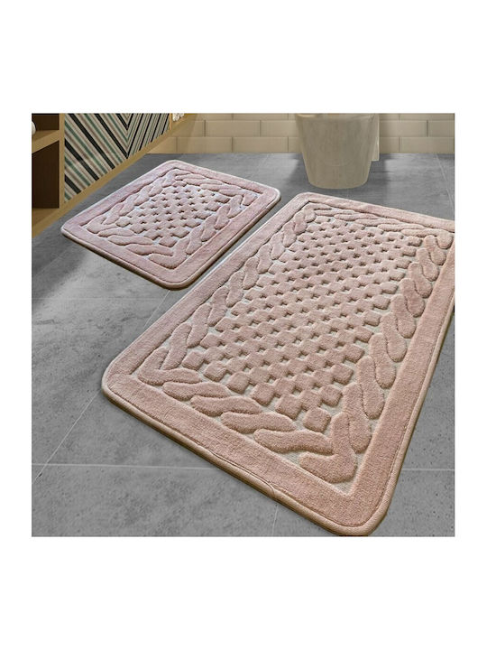 Lenjerii Deosebite Rutschfestes Set Badematten Baumwolle Rosa Powder 2Stücke