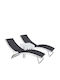 Șezlong Aluminiu Gri Set Cu Masă 2 Buc 180x52cm