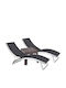 Șezlong Aluminiu Gri Set Cu Masă 2 Buc 180x52cm