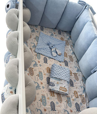Catriss Crib Bumper Braided Inside Light Blue