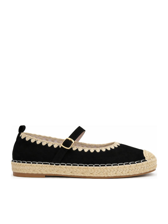 Women's Ballerina Shoes with Strap Black