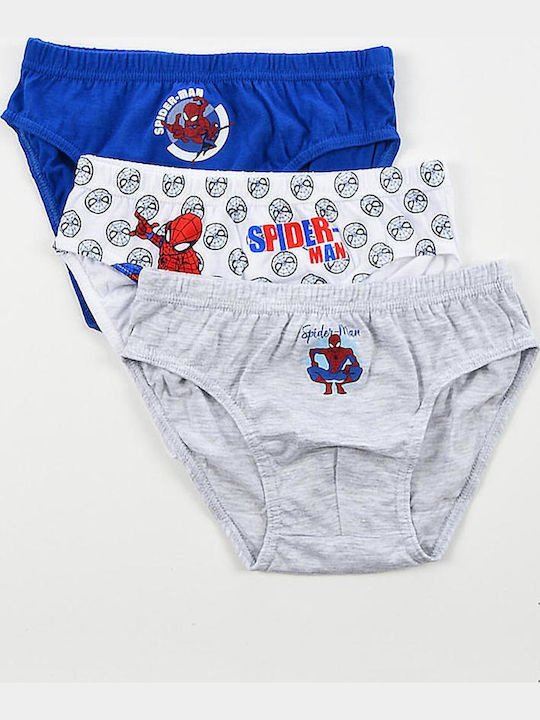 Superheroes Kids Set with Panties Blue-Grey Melange-White 3 Pieces