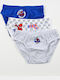 Superheroes Kids Set with Panties Blue-Grey Melange-White 3 Pieces