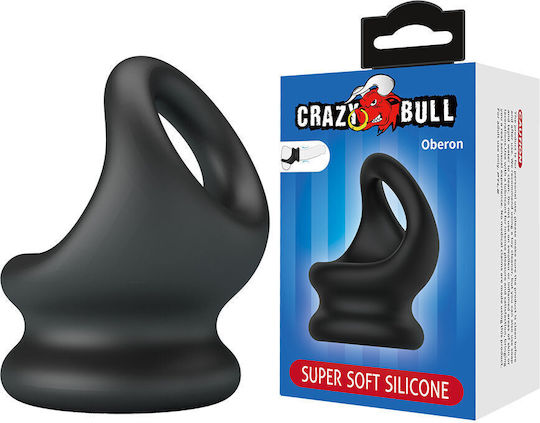 Crazy Bull Silicone Cock & Testicles Ring Black D-245241