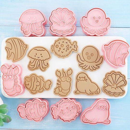 Cookie Cutter Set Sea Creatures Stamp 38-60mm X8