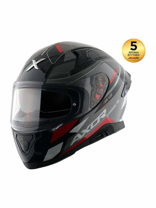 Axor Apex Turbine Black/Red/Grey Motorcycle Helmet Full Face ECE 22.06 1600gr with Pinlock and Sun Visor