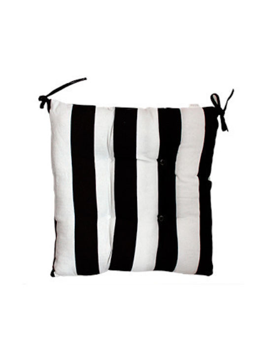 Raki Μαξιλάρι Καρέκλας Κήπου Black And White 45x45εκ.