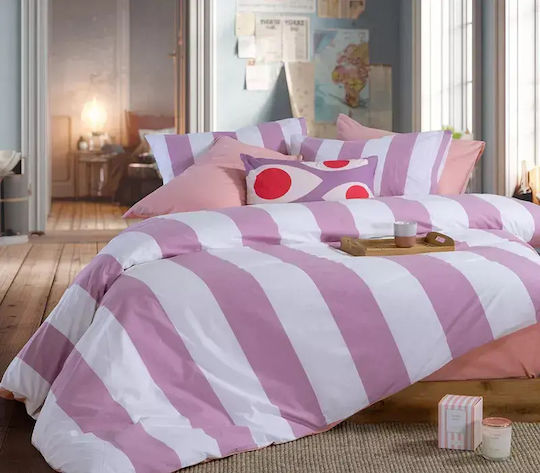 Nef-Nef Homeware Casual Super-Double Set 3 Pieces 170x270cm With Rubber Hugger Purple