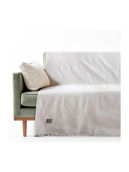 Lino Home Sofa Throw 2 Seater Jacquard 180x250cm Ecru