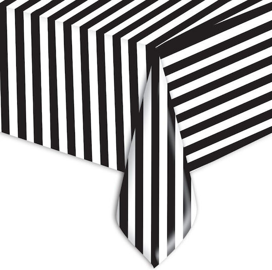 Τραπεζομάντηλο Πλαστικό Ριγέ Μαύρο Black Stripes 140 X 270 Εκ