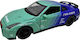 Nissan GT-R R35 Verde Albastru Falken 1:32 Replica Metalică Lumini Sunete Uși Capotă Portbagaj Deschise