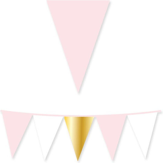 Partydekorationen Girlande Fahnen Plastik Passende Farben Weiß Rosa & Gold 3 m