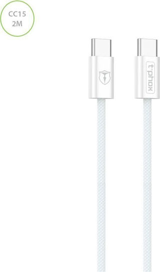 T-Phox USB 2.0 Cable USB-C male - USB-C 60W Λευκό 2m