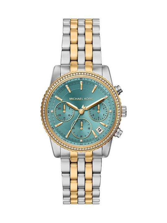 Michael Kors Damenuhr 35mm Chronograph Batterie mit Gold Rostfreier Stahl Armband