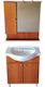 Vanity Unit with Sink & Mirror with Light Cherry