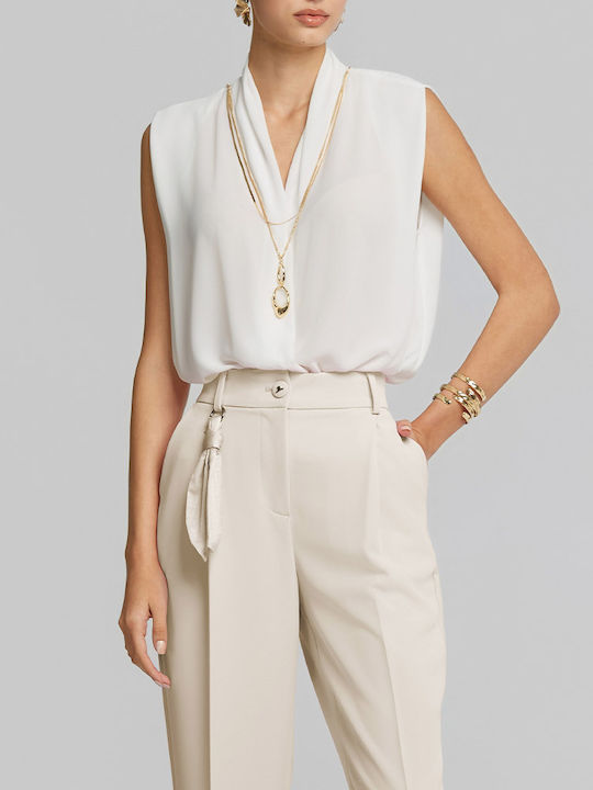 Lynne Damen Bluse Ärmellos Ecru