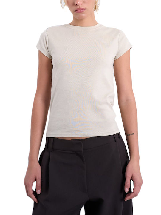 Γυναικείο Crop T-shirt Μπεζ