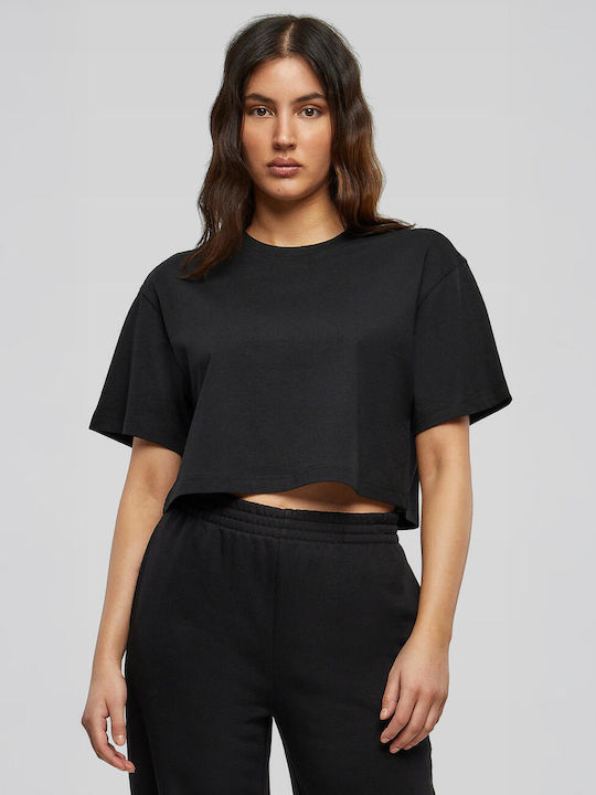 Build Your Brand Women's Oversized Crop T-shirt Black