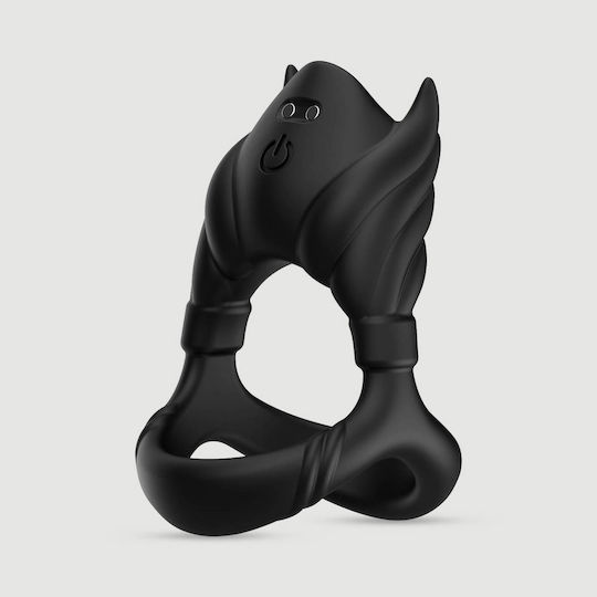 Inele Vibratoare Pentru Penis Din Silicon Urechi Silicone Classic Triple Vibrating Cock Ring Negru