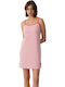 Minerva Summer Cotton Women's Nightgown Ecru-Red Stripes Stripes