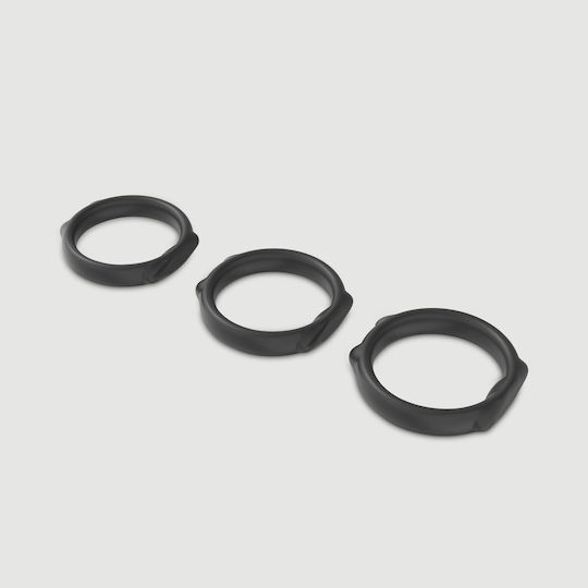 Σετ 3 Δαχτυλίδια Πέους Σιλικόνης Cat Ears 3 Silicone Cock Ring Set Μαύρο