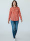 Long Sleeve Women's Silky Shirt Red