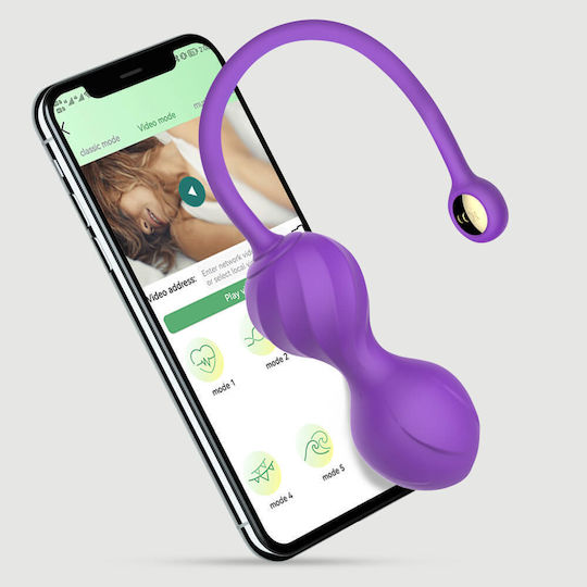 Κολπικές Μπάλες Σιλικόνης Application My Kegel Partner Silicone App Control Kegel Balls Μωβ