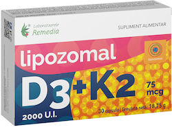 Remedia Liposomal D3 2000 IU + K2 75 Mcg Vitamina K Original 30 Capsule