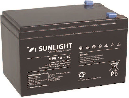 SunLight Spa12-12 Μπαταρία UPS με Χωρητικότητα 12Ah και Τάση 12V 1τμχ