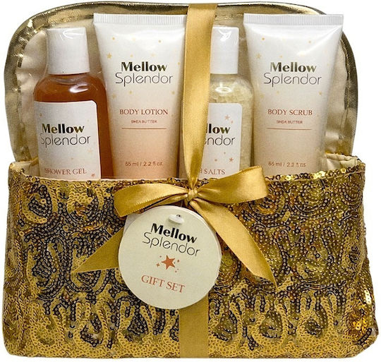 Set Spa Pentru Femei Mellow Splendor Gel De Duș Loțiune De Corp Sare De Baie Exfoliant De Corp Pouch Cosmetic