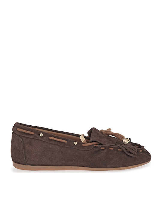 Leather Women's Loafers in Brown Colour