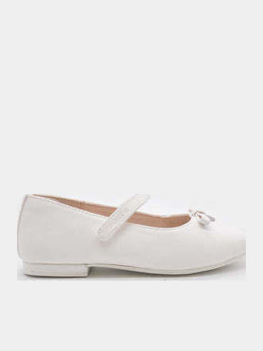 Kids Ballerinas with Hoop & Loop Closure White