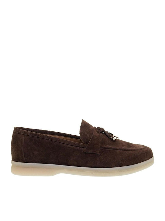 Suede Γυναικείες Μπαλαρίνες σε Καφέ Χρώμα