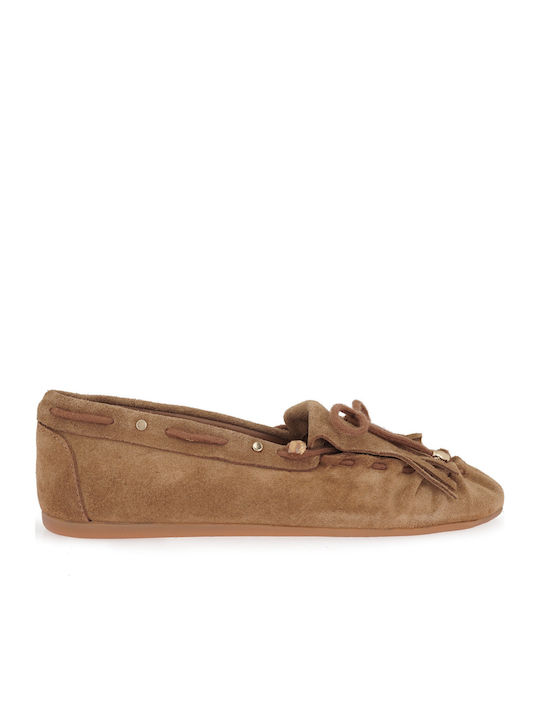 Leather Women's Loafers in Brown Colour