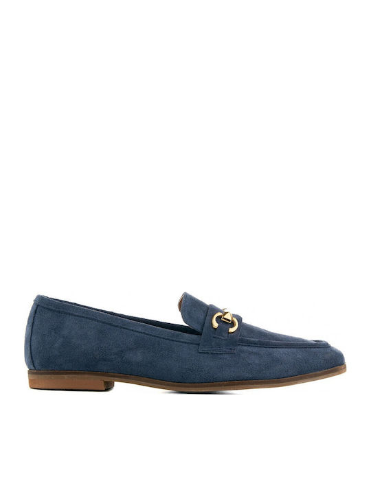 Δερμάτινα Γυναικεία Loafers σε Μπλε Χρώμα