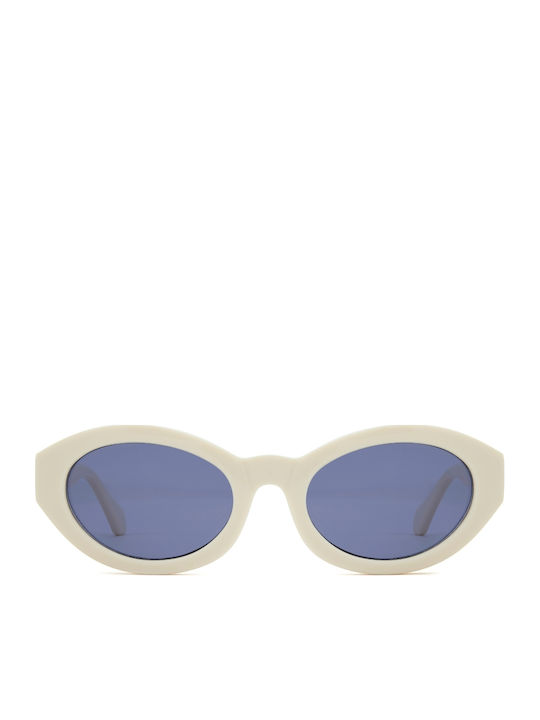 Prive Revaux Women’s Sunglasses with White Horn-Rimmed Frame and Blue Lens PR3004/G/S AXJ/KU