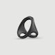 Double Cock And Ball Silicone Ring Male Collection Black