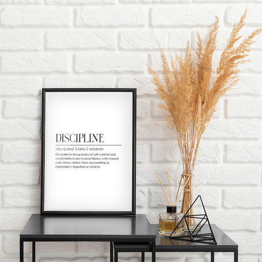 Quote Poster Discipline Aristotle Pq146 50cm X 70cm Κορνίζα Καφέ Ξύλου
