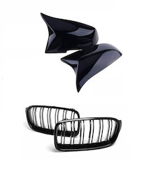 Double Kidney Grilles Mirror Covers Batman Style Suitable Bmw 3 Series F30 F31 2011-2018 Black Piano Lacquer Double Kidney Grilles Mirror Covers Batman Style Suitable Bmw 3 Series F30 F31 2011-2018 Black Piano Lacquer