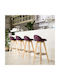 Loft Burgundisches Hölzernes Barhocker mit Rückenlehne 37x37x80cm