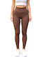 Training Women's Long Leggings High Waist & Push Up Chocolate Brown